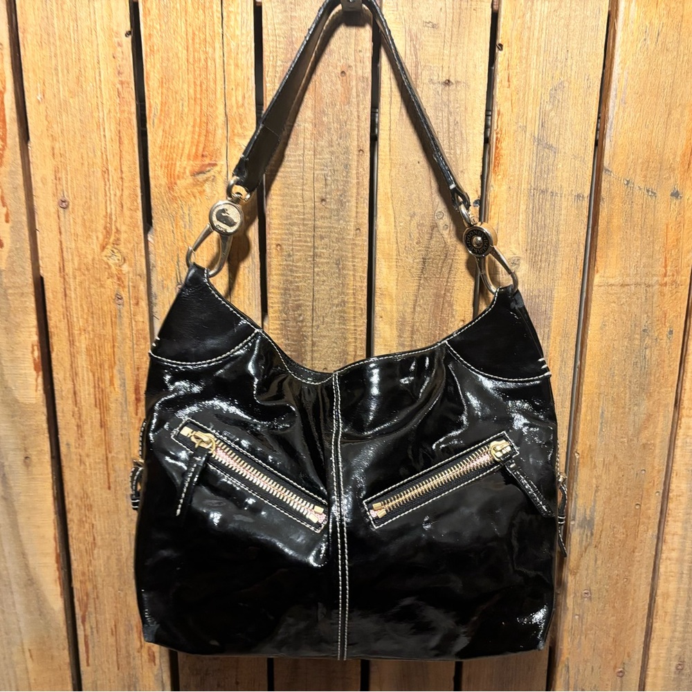 Dooney & Bourke Black Patent Leather Shoulder Bag